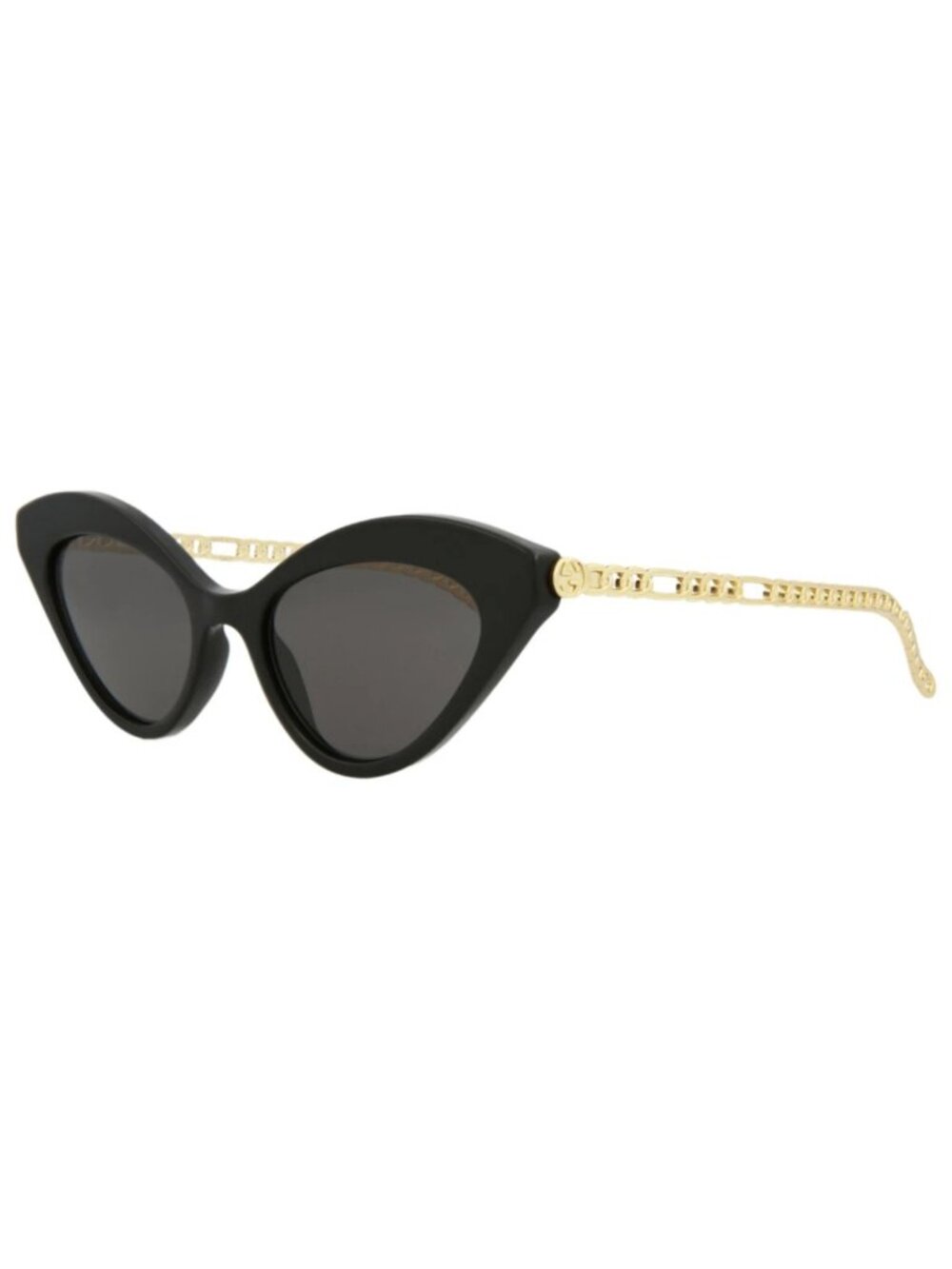 New Gucci Women's Sunglasses Cat Eye Acetate Frame Black Gold Grey